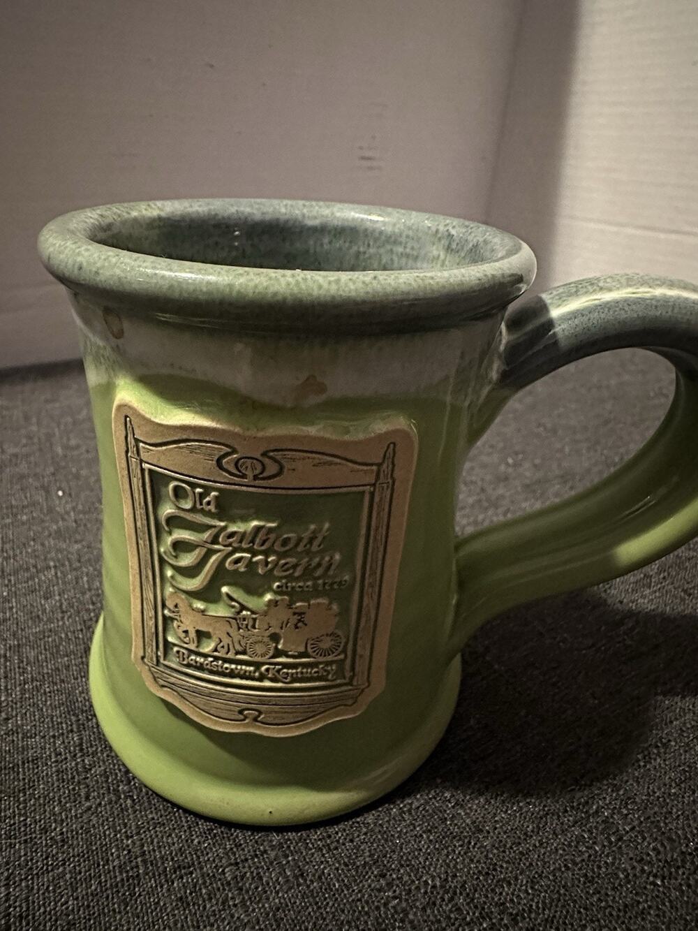 Deneen Pottery Old Talbott Tavern Mug Bardstown Kentucky Green Stoneware 2013